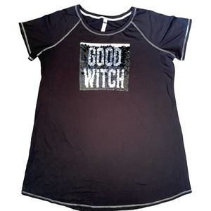 Halloween "Good Witch/Bad Witch" Sequence Sleep Top Size 2Xl-3Xl